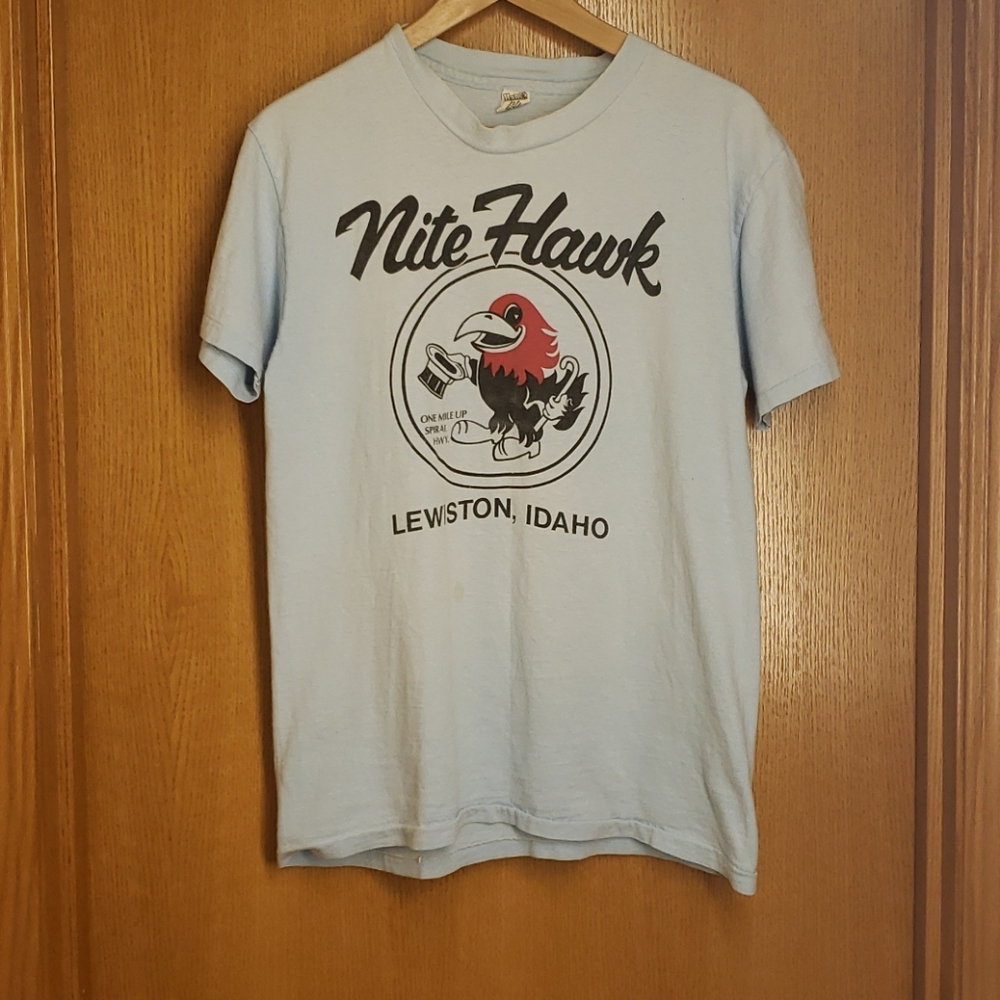 70s Vintage Graphic Tee Nite Hawk Idaho Blue M